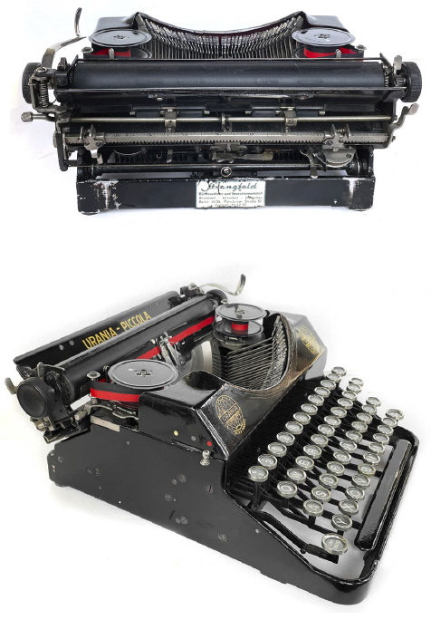 typewriter back and side views